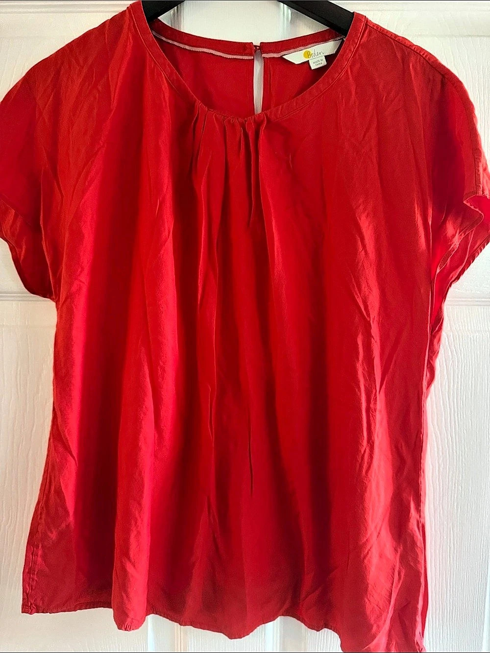 Boden Red V-Neck Blouse Size Medium Like New